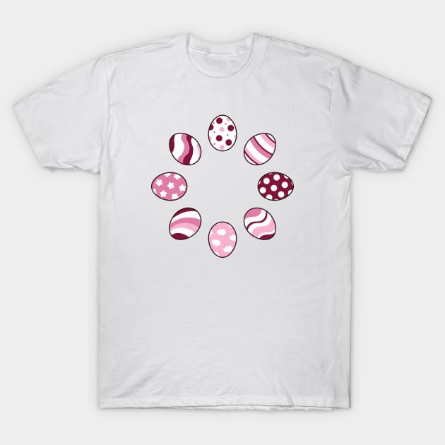 Eggs | Pink | Stripes | Dots | Clouds | White T-Shirt by Wintre2